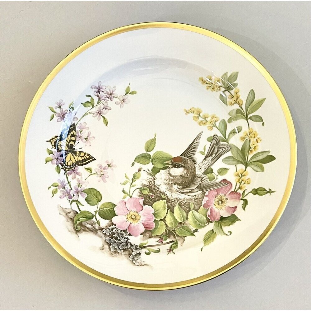 Kaiser Floralie Bird Nest Wall Plate 12.5” Cottagecore Dogwood Flower Butterfly
